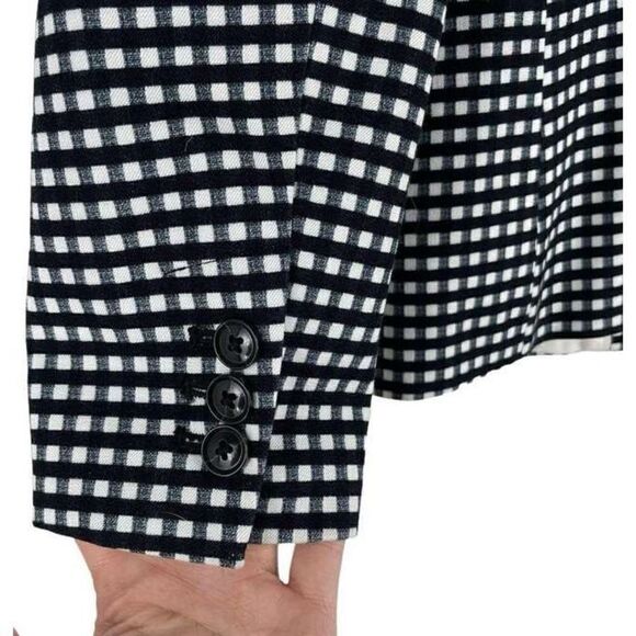 Banana Republic Women’s Size 00 One Button Blazer Black White Gingham Plaid NWOT - Picture 8 of 13